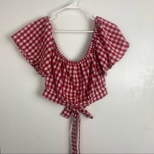 THE IMPECCABLE PIG/ red/white plaid crop top